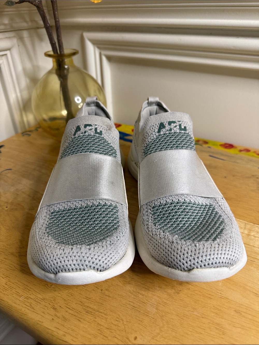 APL TechLoom Bliss Slip-On Sneakers - Ivory / Great Green / White - Women's Sz 6